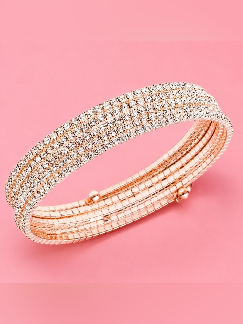 Modern Multi Row Rhinestone Rose Gold  5 Slide Bracelets